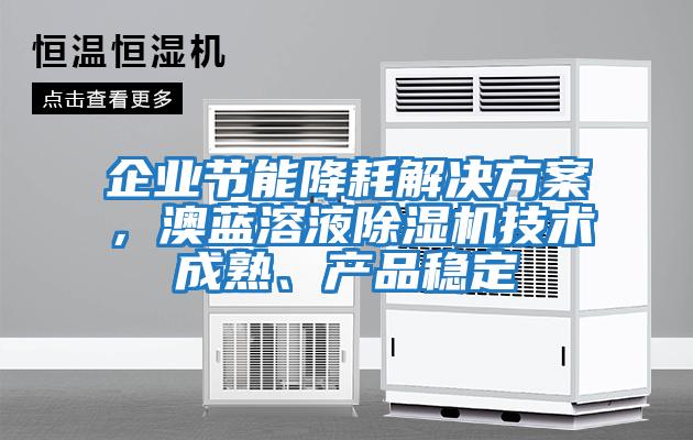 企業節能降耗解決方案，澳藍溶液除濕機技術成熟、產品穩定